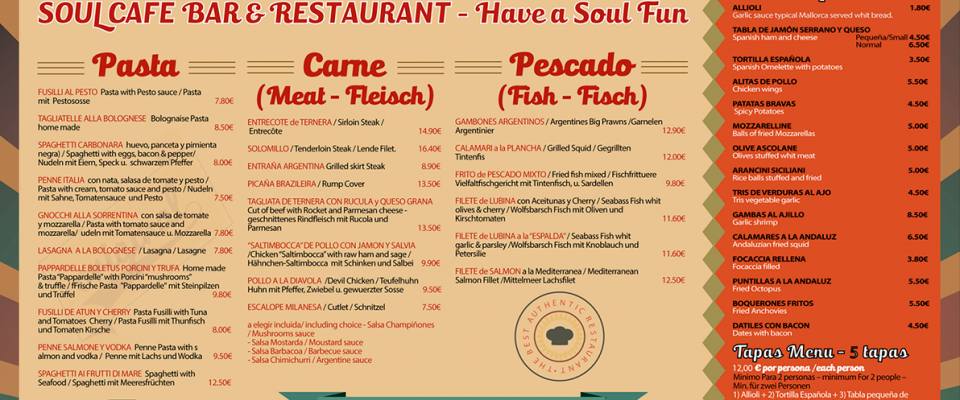 Menu Soul Café