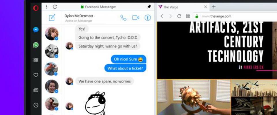 Opera reborn incorpora WhatsApp y Facebook Messenger